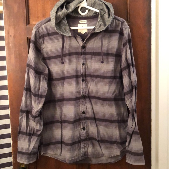 hooded button up shirt